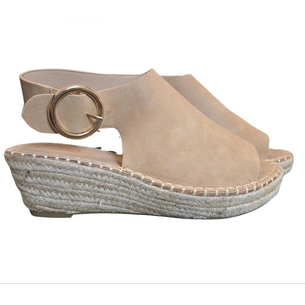 Catherine Malandrino Tan‎ Faux Suede Espadrille Wedge Sandals - Size 11